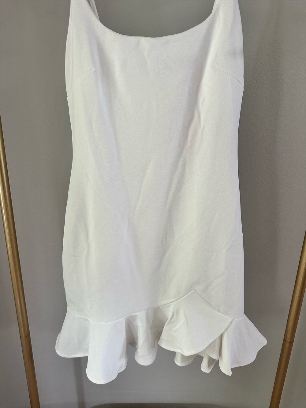 White Ruffle-Hem Mini Dress